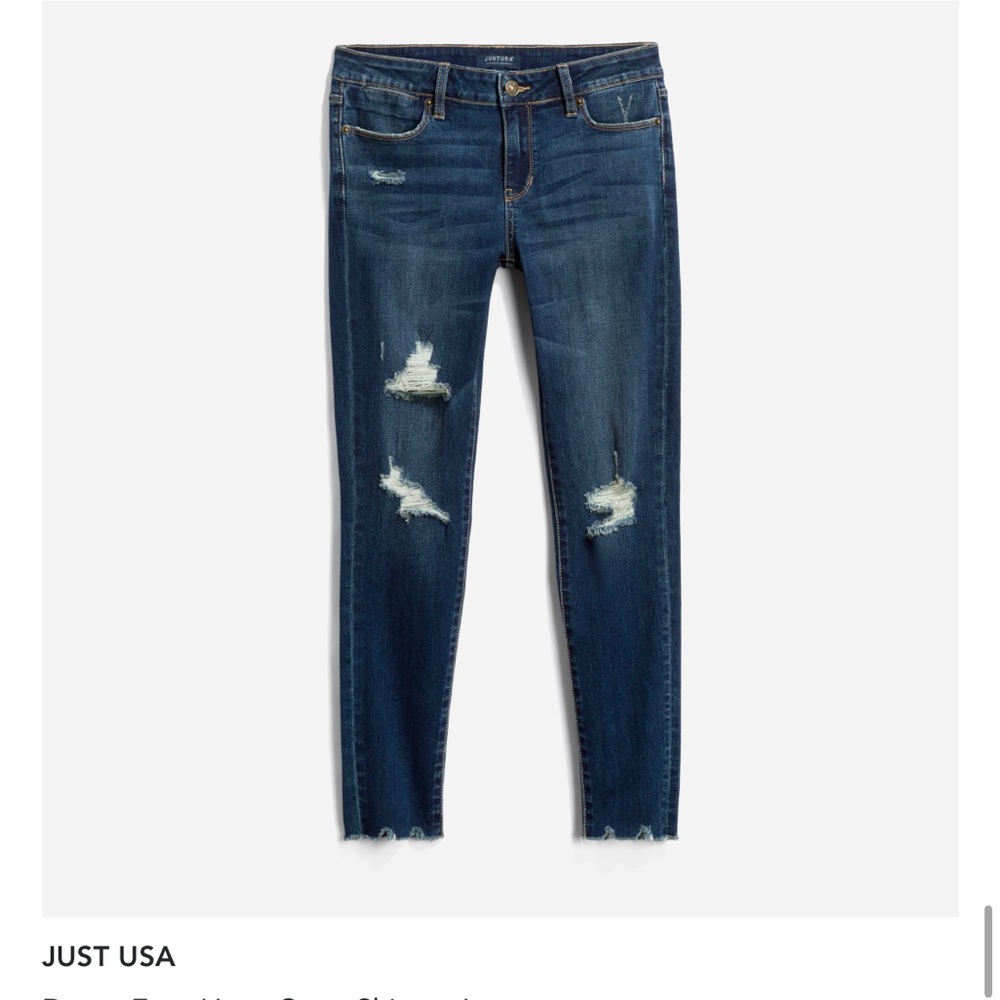 Dark wash skinny jeans cropped